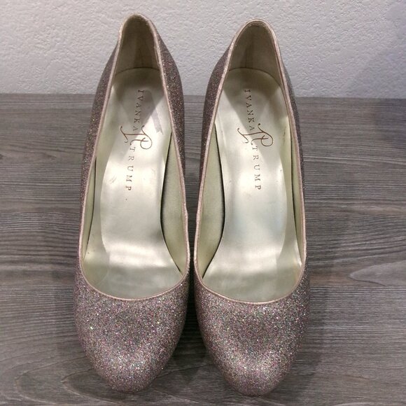 Rose Metallic Gold Multi Color Glitter High Stiletto Heels Ivanka Trump 7.5 - Picture 3 of 16